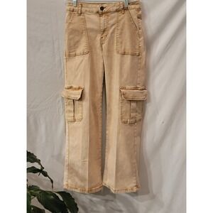 Disclosure Tan High Rise Wide Leg Cargo Pants Utility Streetwear Womens 11/30
